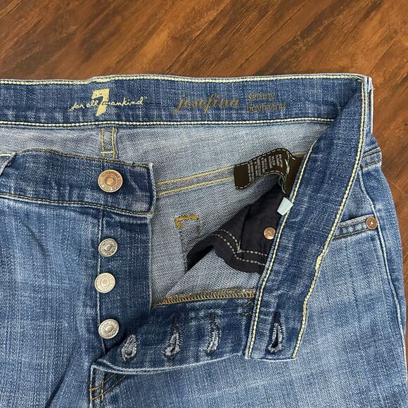 7 FOR ALL MANKIND Josefina Skinny Boyfriend Jeans Distressed Blue - Picture 5 of 14